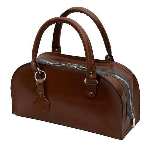 MIO,  Bowling Leather Bag Coffee Brown